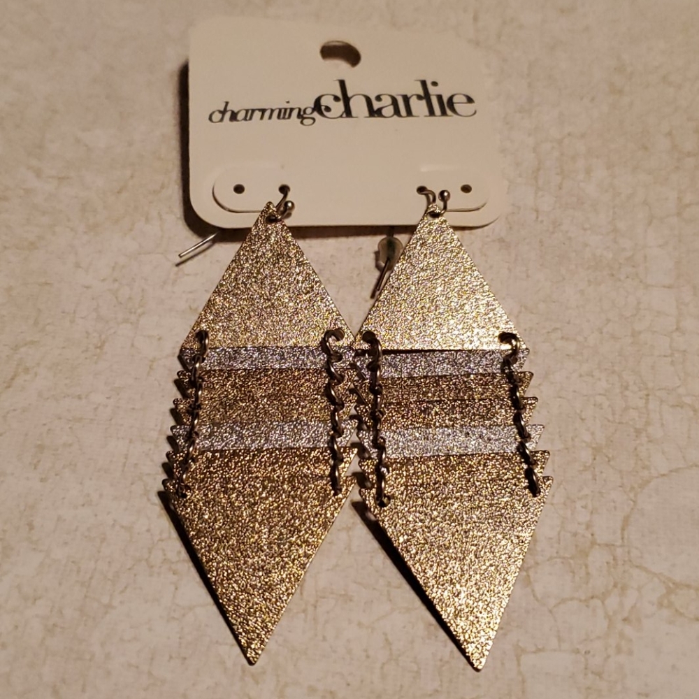 Charming Charlie metal silver and gold earrings